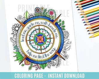Guíame, guíame, camina a mi lado, ayúdame a encontrar el camino - Brújula Página para colorear imprimible - La Iglesia de Jesucristo de los Santos de los Últimos Días