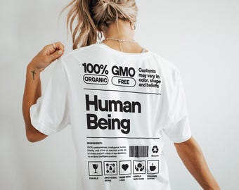 Diseño de camiseta con estampado de "Ser humano" / Gráfico minimalista divertido (descarga digital)