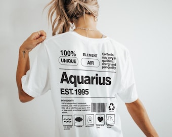 Diseño de camiseta del zodiaco Acuario: Estampado astrológico urbano (descarga digital)