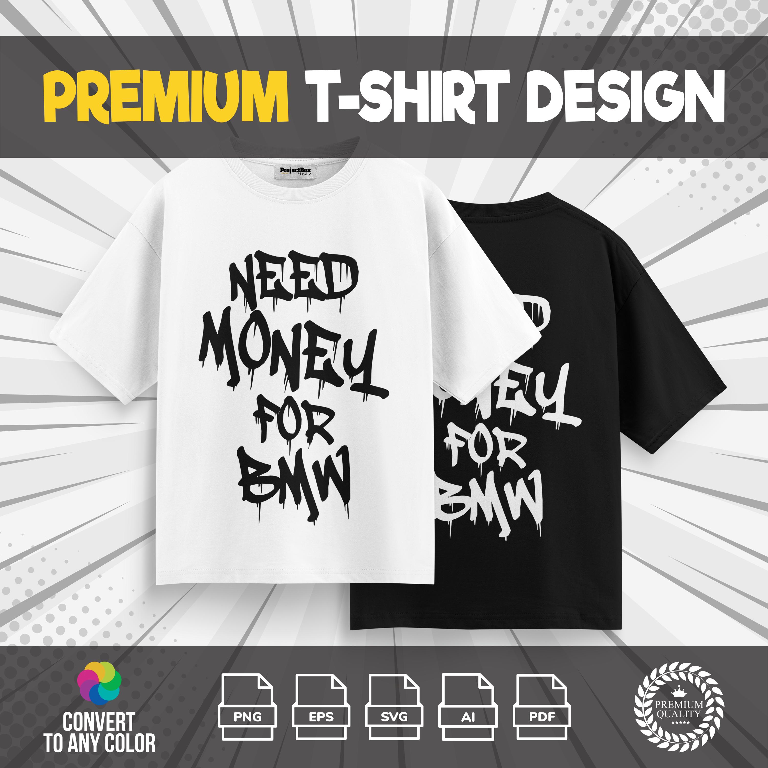 T-shirt Need Money For BMW / Pagani - Unisexe, 100% Coton, Manches Courtes | Look Décontracté, Cadeau Fan Auto - 10