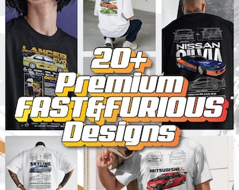 Más de 20 diseños de coches inspirados en Rápidos y Furiosos / Gráficos automotrices (Descarga digital) / PNG 300 DPI