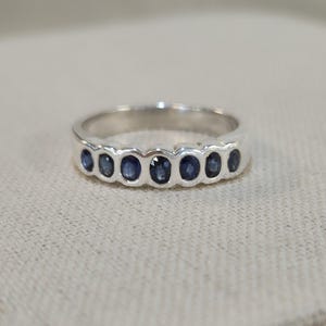 Ceylon Sapphire Silver Ring 7 Ceylon Sapphires Royal Blue Sapphires Ring Size 0 Silver Jewellery