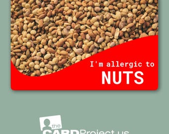 I'm Allergic to Nuts |  Peanut and Tree Nut Allergy Alert Card | Food Allergy Safety ID for Dining & Travel | Emergency Medical Alert Card