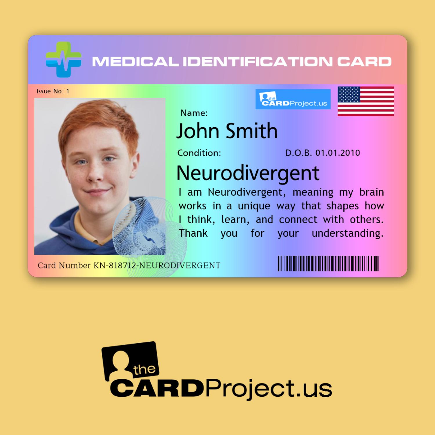 Neurodivergent Medical ID Card – Personalized Emergency Card for
