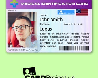 Lupus Medical ID Card with Photo and Emergency Info for First Responders – Biodegradable, Credit Card Size, USA Flag Design