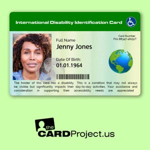 International Disability Identification Card | Double-Sided Hidden Disability ID Card | Personalized | Credit Card Size