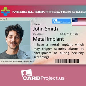 Metal Implant ID Card, Personalized with Photo for TSA Security, Travel, Airport Clearance and Metal Detectors – Biodegradable Plastic bild 3