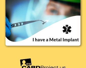 I Have a Metal Implant Card – Airport Security Travel Card – Biodegradable Plastic – Carry for Medical Implants