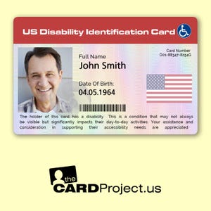 Disability ID Card with Photo for Hidden Disabilities | Personalized Medical Identification for Accessibility | Double Sided | US and Canada