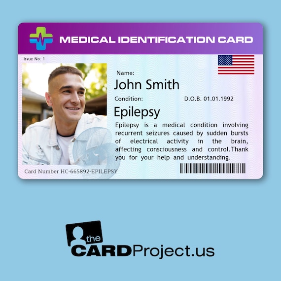 Epilepsy Medical Alert ID Card | Emergency Seizure Response ID