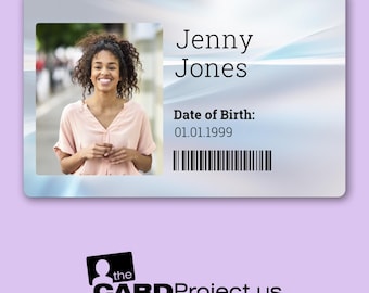 Photo ID Card, Personalized with Name, Date of Birth, and Signature Strip | Double Sided Identification Cards  | Range of Designs