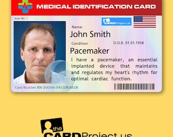 Pacemaker Medical ID Card for Emergencies – Personalized Pacemaker Alert Card, Biodegradable Plastic, Essential for Security Checks