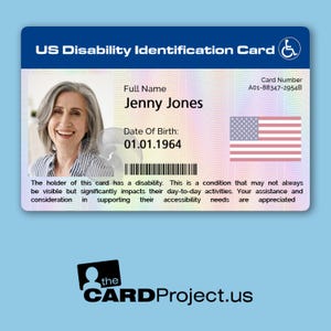 Disability Identification Card – Single Sided, Photo ID with American Flag – Hidden Disability Support – Biodegradable, Credit Card Size