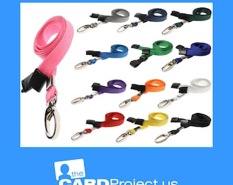 Recycled Polyester Lanyard with Breakaway Clasp - 17 Inch - Pink, Red, Black, Green, Blue, Yellow, Orange, Grey, White, Purple