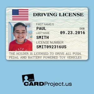 Personalised Kids Driving License | Toy Driver ID for Push & Pedal Cars | Custom Child Play Card