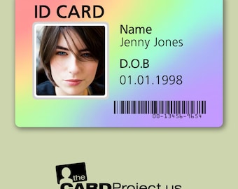 Photo Identity Card, Personalized  with Name and Date of Birth | Credit Card Sized, Biodegradable Plastic | Handy Custom ID for Personal Use