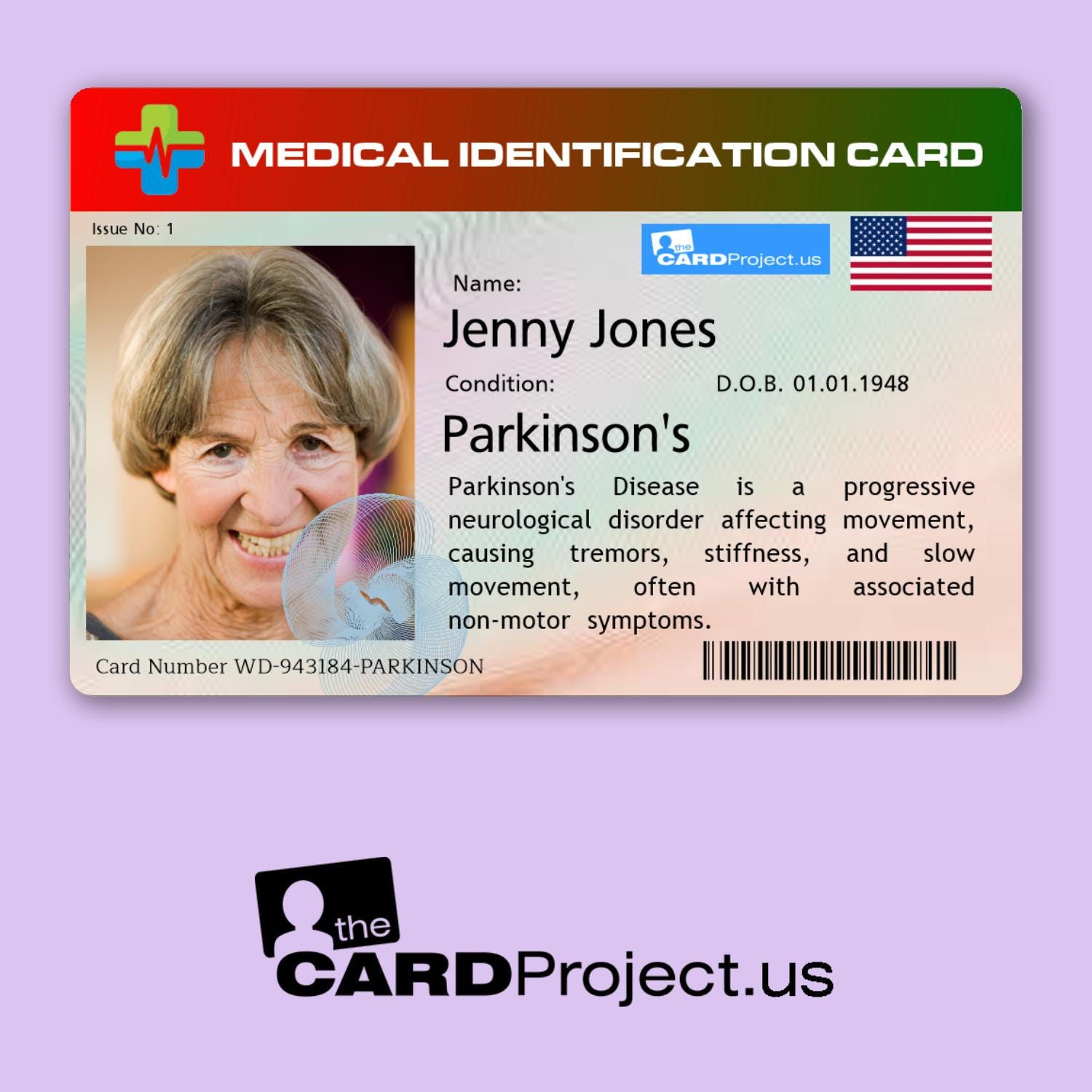 Parkinson's Disease Medical ID Card With Photo & Emergency Info ...