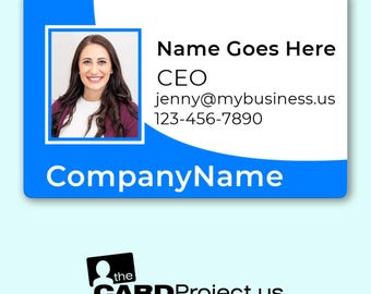 Custom Employee ID Cards – Single Sided Business Photo Badge with Name, Job Title, Contact Info – Credit Card Sized, Range of Designs