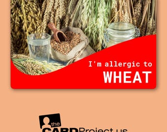 Wheat Allergy & Intolerance Card - Food Allergy Alert - Gluten Sensitivity Emergency ID - Non-Personalized, Wallet-Sized Wheat-Free Card