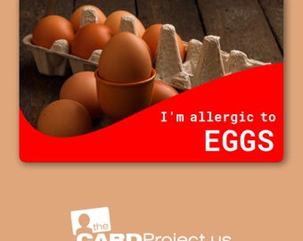 I'm Allergic to Eggs Card - Wallet-Sized Egg Allergy Alert - Handy for Kids with Egg Allergies - Credit Card Size, Biodegradable Plastic