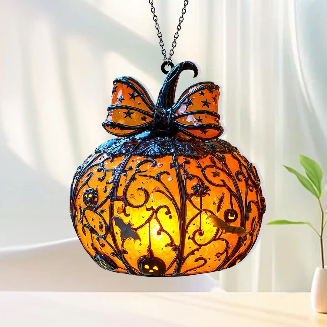 Halloween Pumpkin Lantern Window Hanging, Halloween Witch Jack O ...