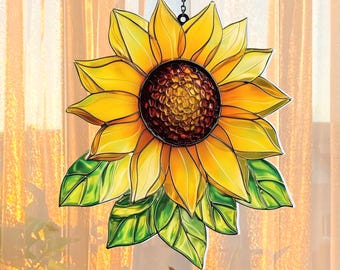 Sunflower Acrylic Window Hanging, Sunflower Suncatcher, Sunflower Ornament Home Decor, Sunflower Window Hanging, Flower Garden Decor Gift