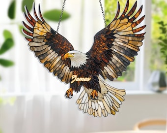 Bald Eagle Acrylic Suncatcher, Patriotic Eagle Hanging Sign, Window or Wall Decor, Eagle Home Decor, Nation Pride Gift, Americana Wall Art