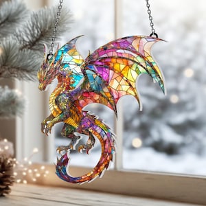 Ornamento a forma di drago fantasy, decorazione da appendere alla finestra fantasy, decorazione per la casa con creature magiche per gli amanti del mito, regalo magico per compleanno o Natale
