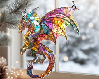 Ornamento a forma di drago fantasy, decorazione da appendere alla finestra fantasy, decorazione per la casa con creature magiche per gli amanti del mito, regalo magico per compleanno o Natale