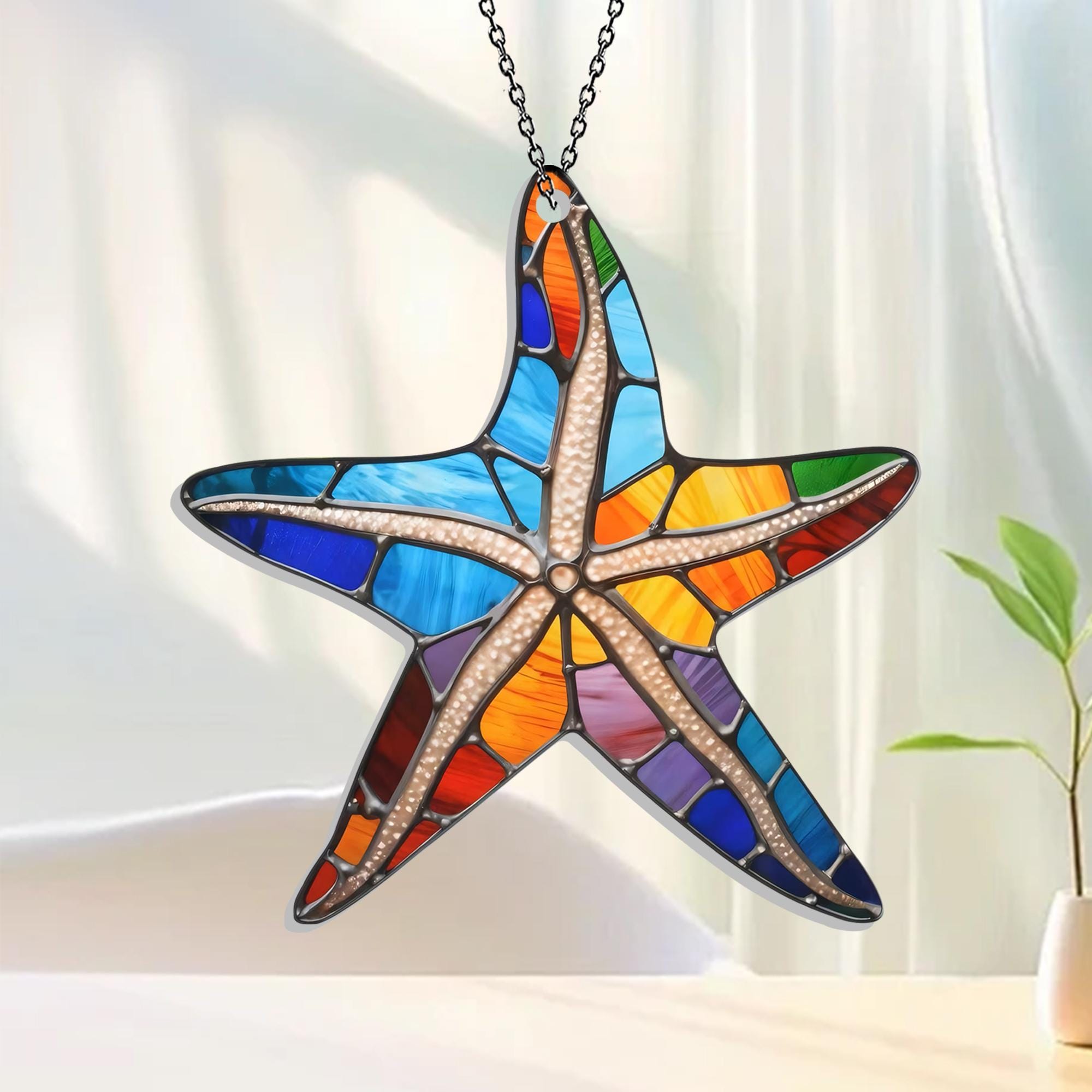 Starfish Beach Decor Coastal Ocean Window Hanging, Starfish Coastal Suncatcher, Beach Lover Home Decor, Ocean Inspired Window Suncatcher
