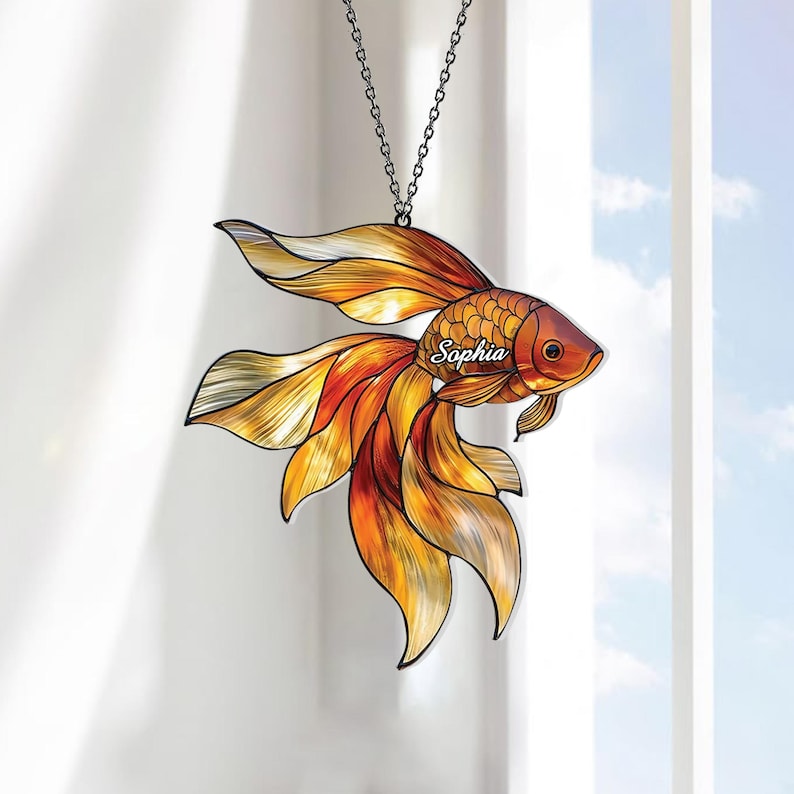 Goldfish Acrylic Window Suncatcher, Fish Ornament, Summer Home Décor ...