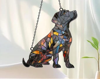 Svart labrador akryl solfångare, labrador retriever ornament, hundminnesgåva, dekor till husdjursälskare, svart labrador minnessak, labrador solfångare