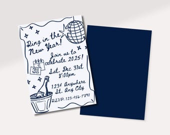 Ring In the New Year Invite | 2025 NYE Invitation | Trending Holiday Invite | Customizable Digital Invitation | Holiday Evite