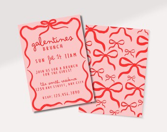 Galentine's Brunch Invite | Valentine's Party Invite | Bow-Themed Invitation | Digital Invitation Template