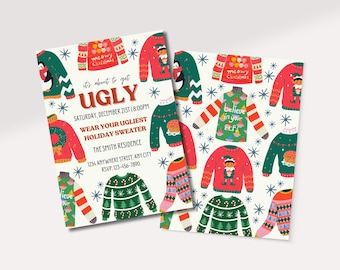 Ugly Sweater Christmas Party Invitation | Holiday Party Invite | Christmas Downloadable Template | Custom Holiday Invitation