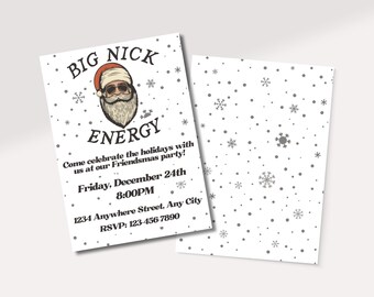 Big Nick Energy Invite | Holiday Party Invitation | Christmas Invite | Editable Invite Template | Digital Evite Download | Custom Invite