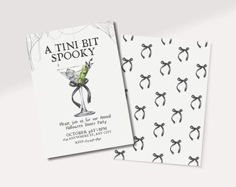 A Tini Bit Spooky Invitation | Martini Party Invite | Halloween Digital Invitation | Original Party Invite | Coquette | Editable Template