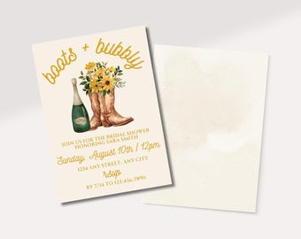Boots and Bubbly Invite | Engagement Invitation | Bridal Shower Invitation | Wedding Invitation | Digital Invitation Template