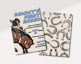 Boy's First Rodeo Invite | 1st Birthday Invite | Western Themed Invite | Cowboy Birthday Invite | Digital Invitation Template