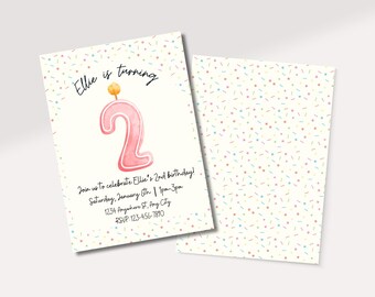 2nd Birthday Sprinkle Invitation | 2nd Birthday Party Invite | Sprinkle Themed Party | Girl Birthday Party | Digital Download Template