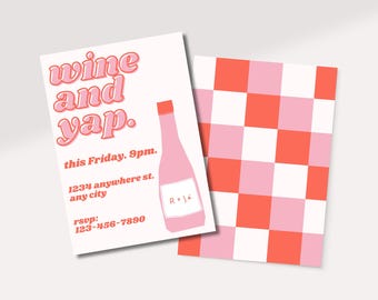 Wine and Yap Invite | Cocktail Party Evite I Girls Night Invitation | Galentines Invite 2025 | Digital Invitation Template