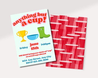 Anything But A Cup Invite | Themed Party Invitation | Housewarming Invite | Birthday Invite | Digital Invitation Template