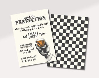 Aged To Perfection Invite | Men's Birthday Invite | Adult Party Invite | 50th Birthday Invite | Digital Invitation Template