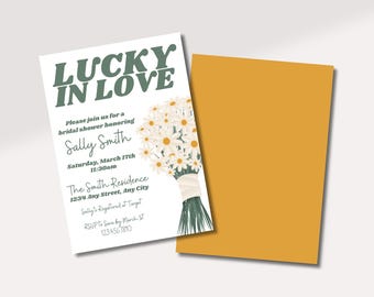 Lucky In Love Invite | Engagement Party Invite | Bridal Shower Invite | St. Patrick's Day Invite | Digital Invitation Template