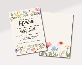 Baby In Bloom Invite | Baby Shower Invitation | Girl Baby Shower | Floral Baby Shower Invite | Digital Invitation Template