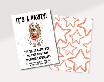 It's A Pawty Halloween Invite | Halloween Party Invitation | Dog Themed Party | Cute Halloween Invite | Digital Invitation Template