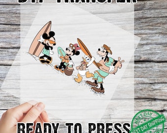 Disney Mickey And Friends Beach Time DTF Transfer, Summer Magic Mouse DTF, Mickey Minnie Mouse Beach DTF Print, Disney Chracters Summer Dtf