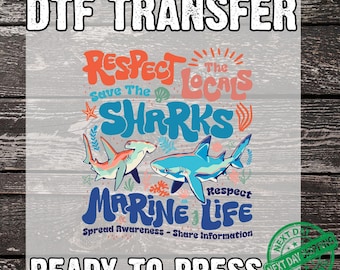 Respect the Locals DTF Transfer, Protect Our Oceans, Summer Shirt Design Ready to Press, Retro Summer, Ocean Lover Gift DTF Gang Sheet
