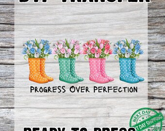 Progress Over Perfection DTF Transfer: Teacher Heat Transfer Ready to Press