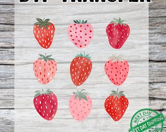 Strawberries DTF Transfer, Summer Fruit Print, Strawberry Lovers Print, Heat Press DTF Transfer, Strawberry Festival DTF, Ready To Press